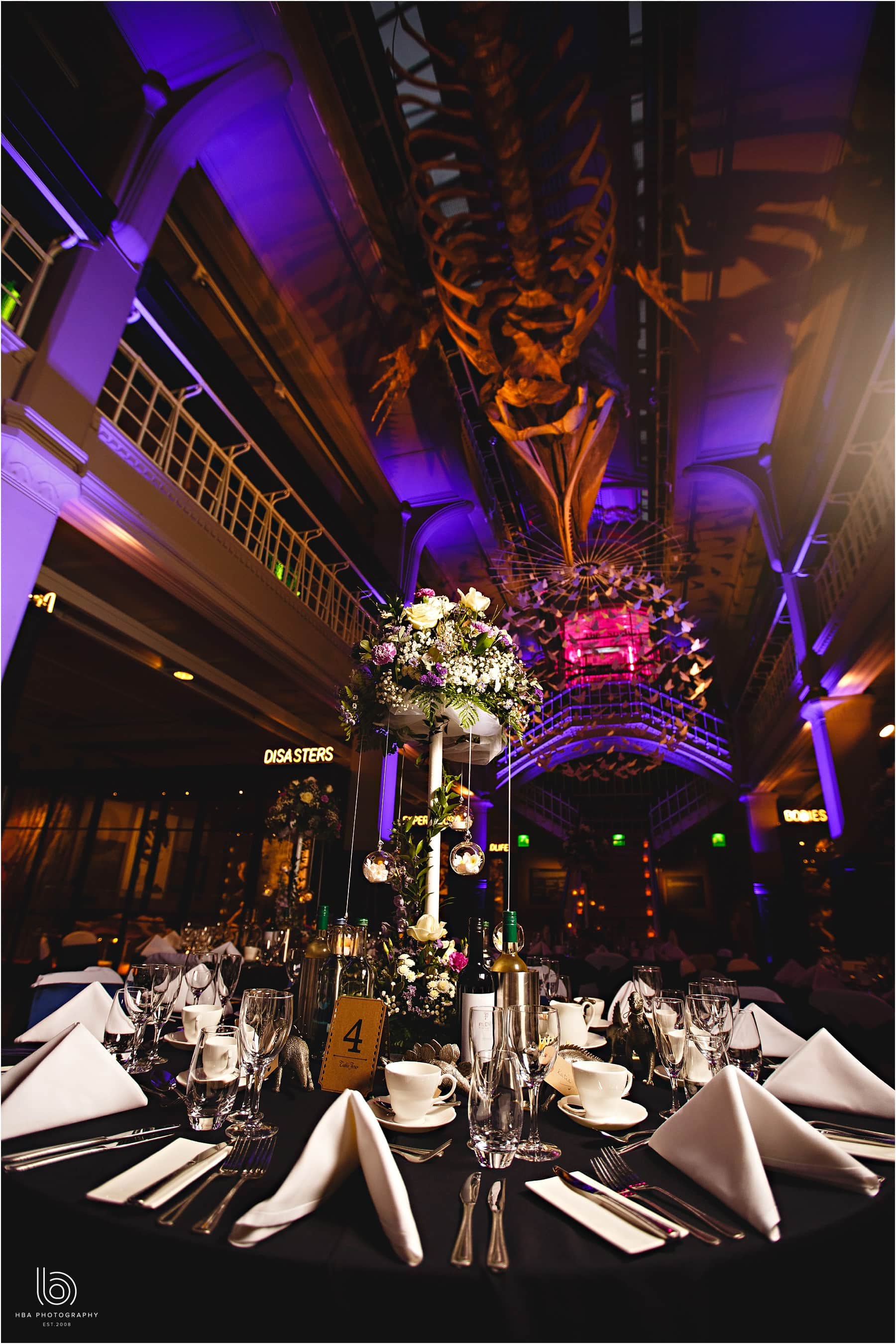 The wedding breakfast in the Living World Gallery