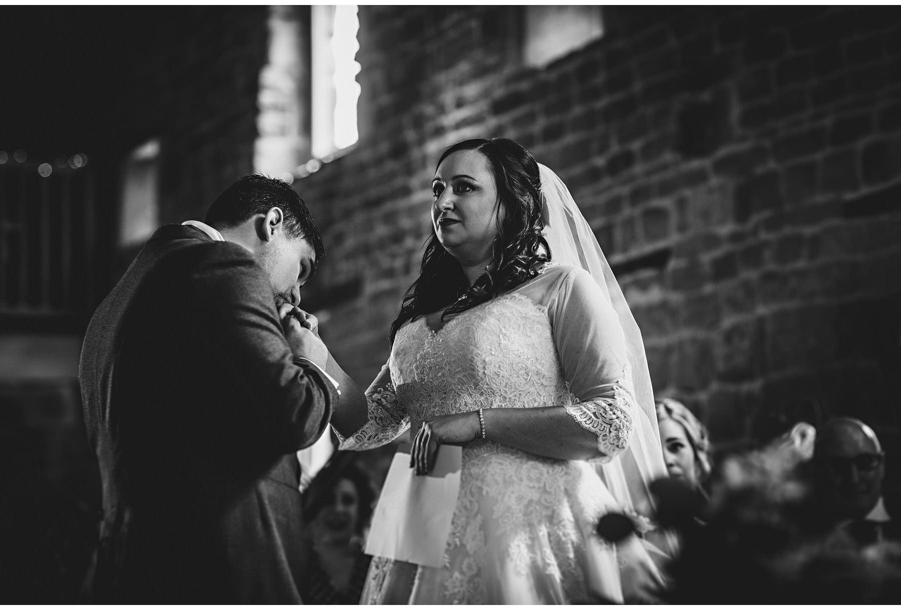 The bride & groom in tears during the ceremony