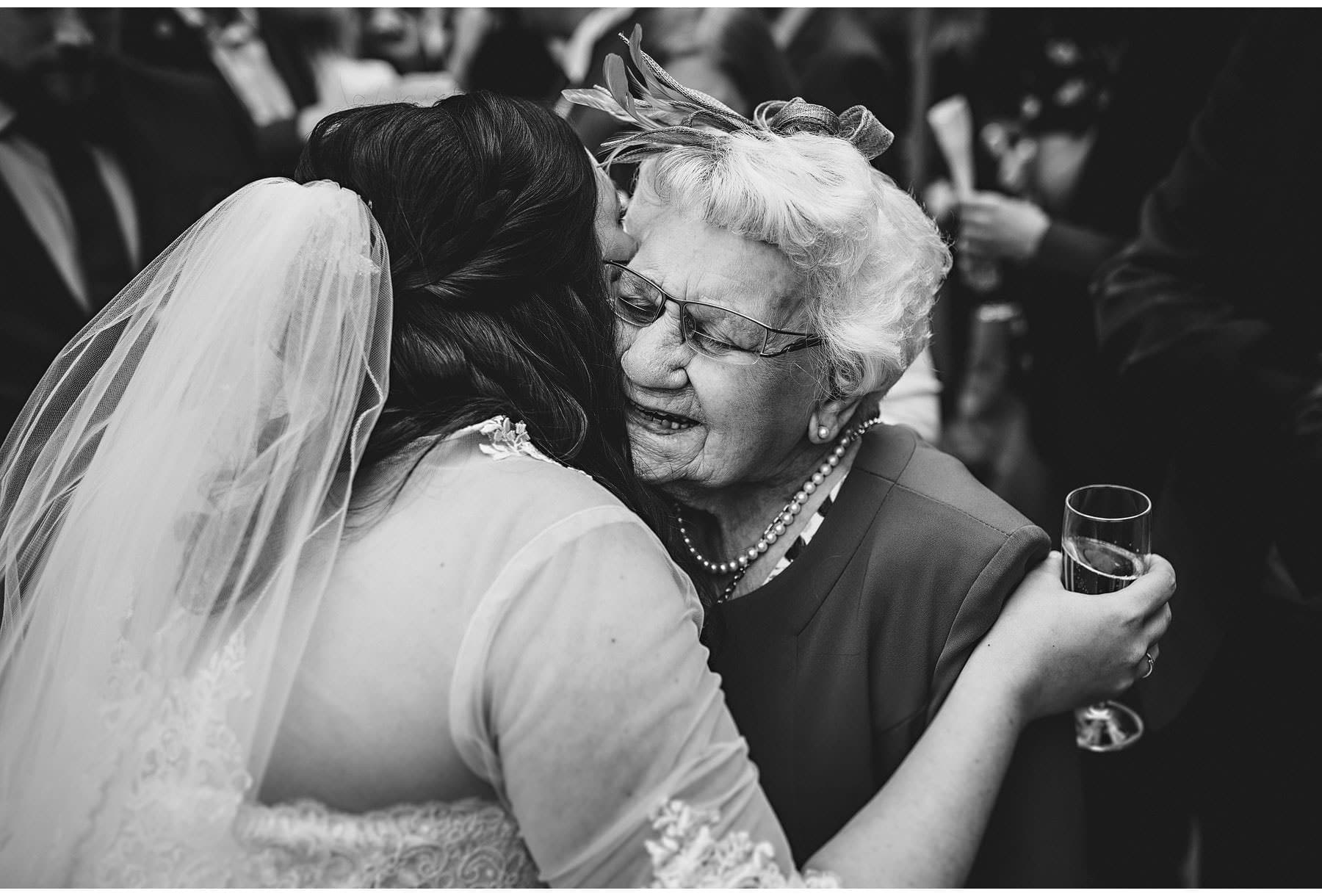the bride hugging her nan