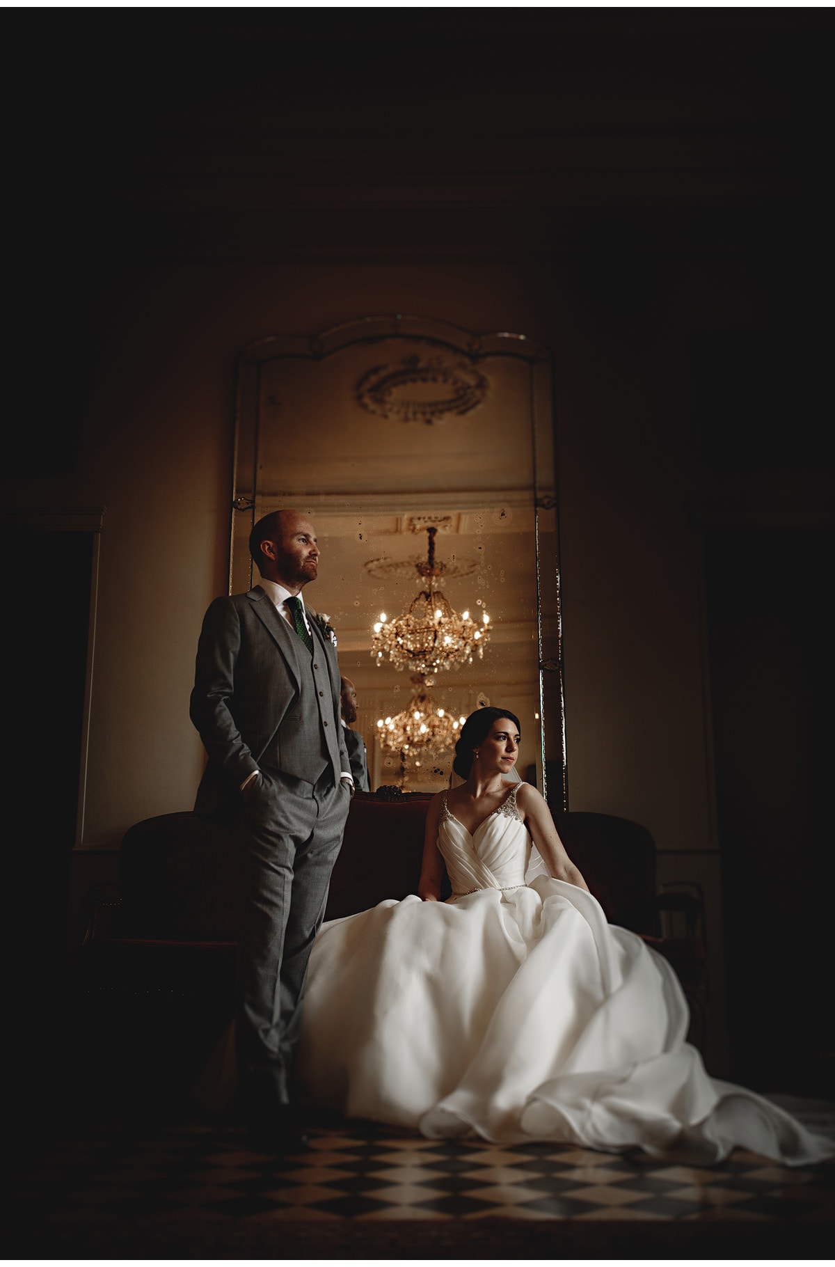 the bride sitting on a chair at Château Cazenac