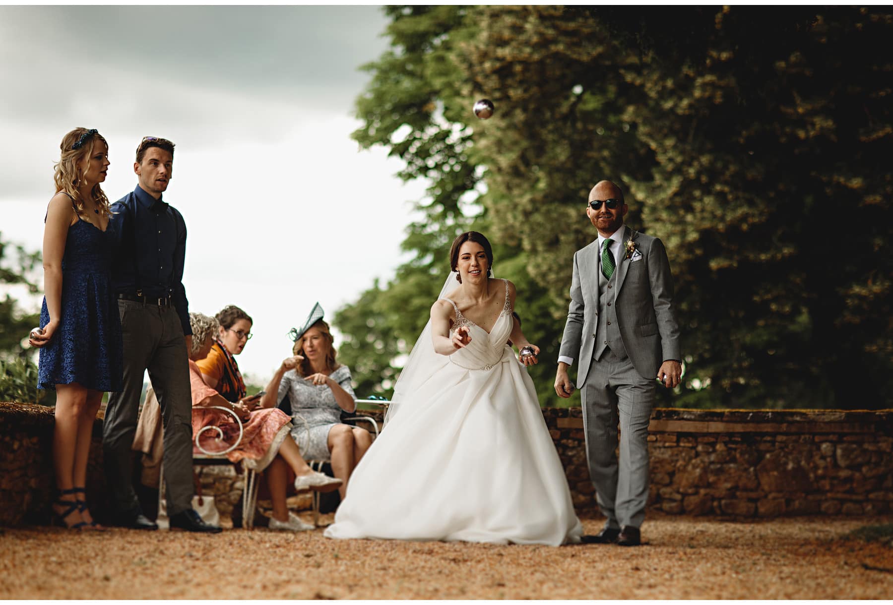 playing boules at the wedding