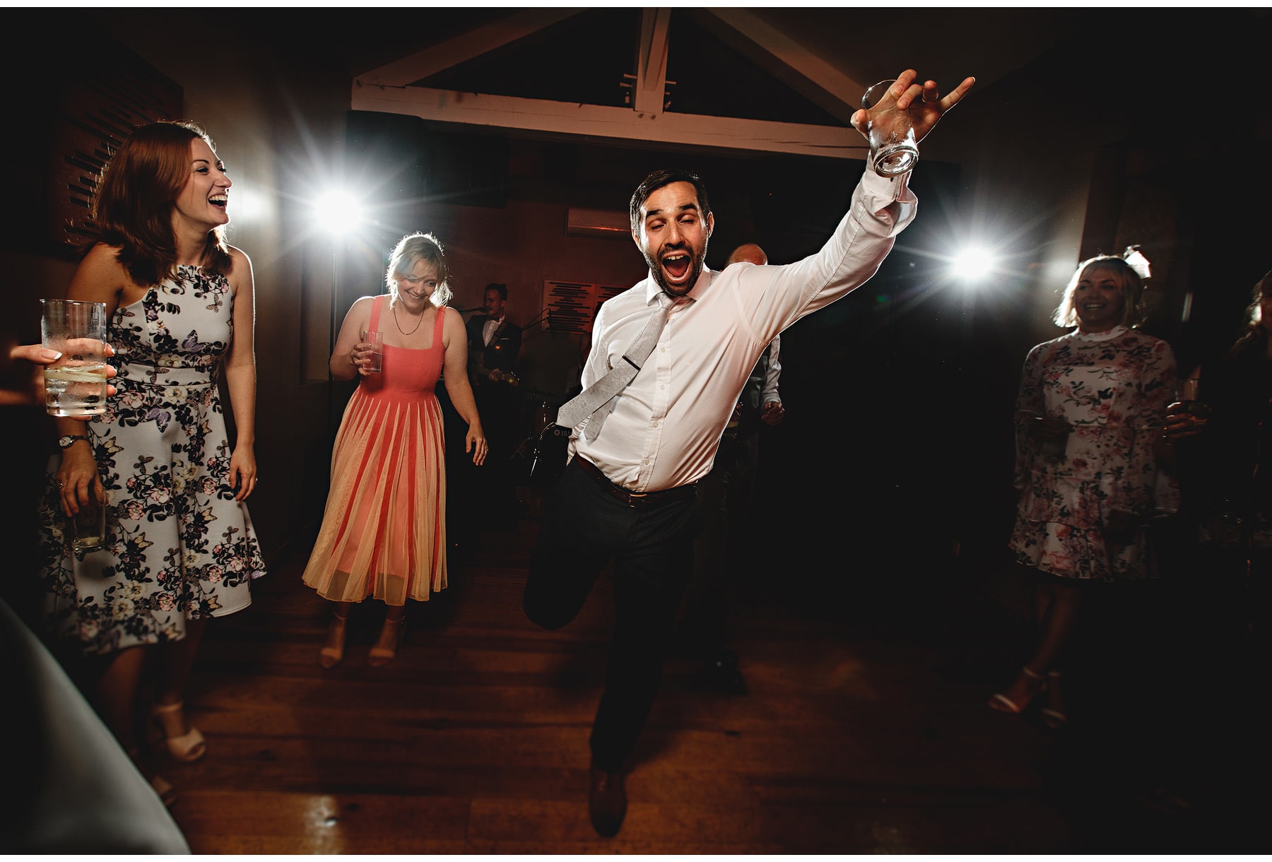 wedding guests dancing
